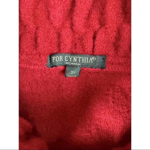 For Cynthia Coat Women's Size 3X Red Wool High-Low Hem 3/4 Sleeve Smocked Collar - Picture 3 of 7